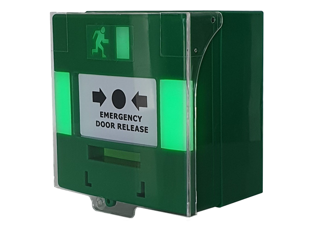 Grønn manuell døråpner med lyd/lys med 3 kontaktsett og alarmdeksel