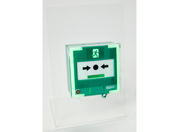 Grønn manuell døråpner med lyd/lys/fors. med 3 kontaktsett og alarmdeksel